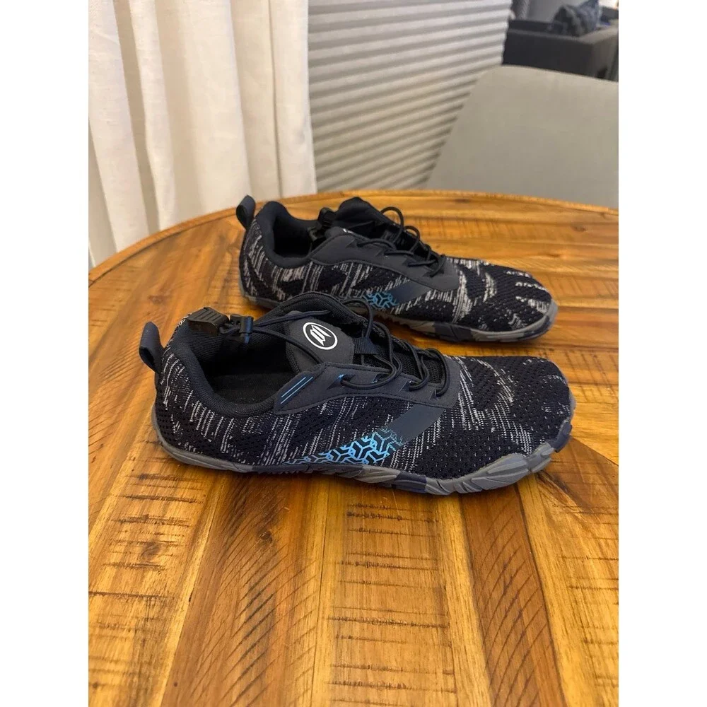 WHITIN Men’s 8 Minimalist Barefoot Trail Shoes EU 41 Black Blue Gray Wide Toe